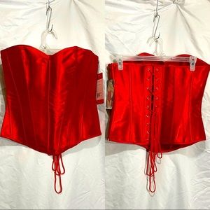 New Red stain corset tie back zipper side 40 XL  witch vamp